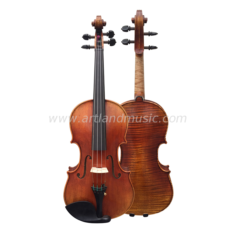 One Piece Back Hand Made Violin with nice flame (AVA300S)