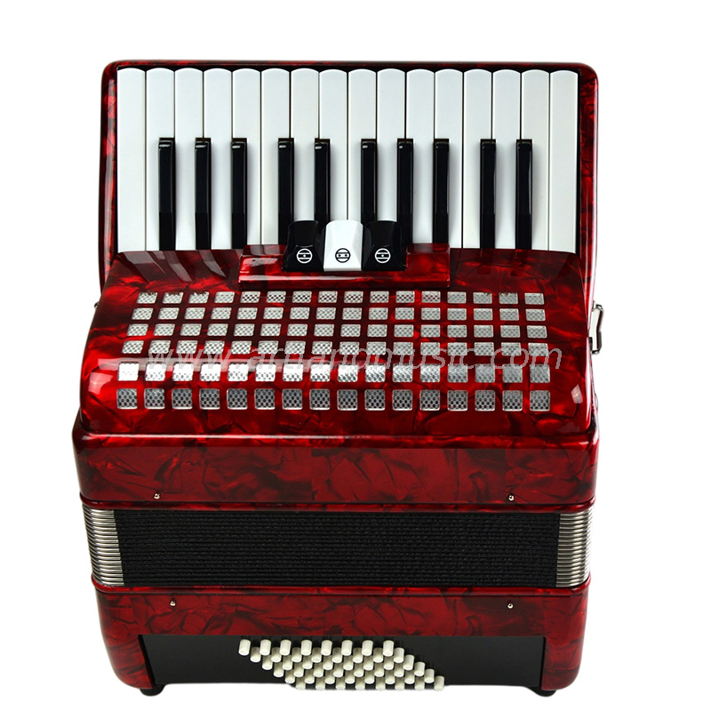 26 Keys 48 Bass Piano Accordion Red (AT2648-B) 3 Chorus